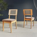Ver imagem 2 de Kit Mesa de Jantar Redonda 130cm Tampo Giratório 6 Cadeiras Estofadas Encosto Tela Carvalho Rose/Tau
