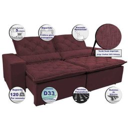 Sofá Magnum 2.42M Retrátil e Reclinável com Molas No Assento Tecido Suede Vinho - 3