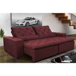Sofá Magnum 2.42M Retrátil e Reclinável com Molas No Assento Tecido Suede Vinho - 1