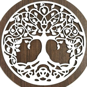 Mandala Arvore Vida - Mdf - Branco - Placa Parede - 20cm