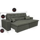 Ver imagem 2 de Sofá Cairo 2,32M Retrátil e Reclinável com Molas e Pillow No Assento Tecido Suede