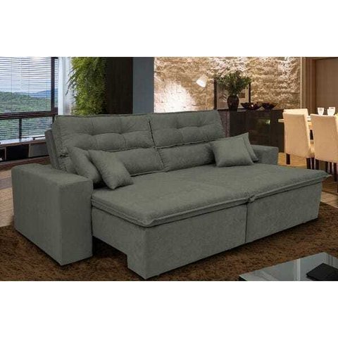 Sofá Cairo 2,32M Retrátil e Reclinável com Molas e Pillow No Assento Tecido Suede