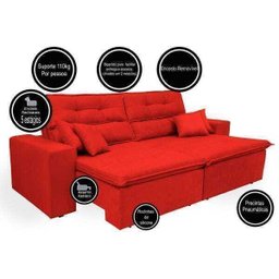 Sofá Cairo 2.02M Retrátil e Reclinável com Molas e Pillow No Assento Tecido Suede - 2