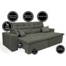 Sofá Cairo 2.02M Retrátil e Reclinável com Molas e Pillow No Assento Tecido Suede - 2