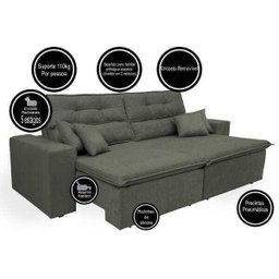 Sofá Cairo 2.02M Retrátil e Reclinável com Molas e Pillow No Assento Tecido Suede - 2 Sofá Cairo 2.02M Retrátil e Reclinável com Molas e Pillow No Assento Tecido Suede - 2