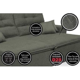 Sofá Cairo 2.02M Retrátil e Reclinável com Molas e Pillow No Assento Tecido Suede - 3 Sofá Cairo 2.02M Retrátil e Reclinável com Molas e Pillow No Assento Tecido Suede - 3