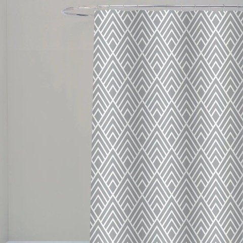 Cortina para Box Banheiro Antimofo Poliéster 198x180cm - Losango Cinza