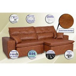 Sofá Tourino 2.52m Retrátil e Reclinável com Molas e Pillow no Assento Tecido Courino Caramelo - 3