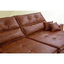 Sofá Tourino 2.52m Retrátil e Reclinável com Molas e Pillow no Assento Tecido Courino Caramelo - 4