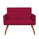 Ver imagem 6 de Kit Poltrona e Namoradeira Nina Suede Vermelho Pés Palito Castanho - Pallazio
