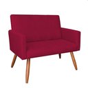 Ver imagem 5 de Kit Poltrona e Namoradeira Nina Suede Vermelho Pés Palito Castanho - Pallazio