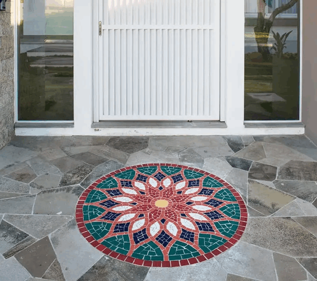 Mandala Indiana Piso Mosaico Vitral Árabe Cerâmico 60cm - 2