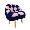 Ver imagem 2 de Poltrona Paloma Escritório Sala Pé Palito Suede Azul Marinho e Suede Rosa Bebê - Dominic Decor