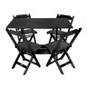 Conjunto de Mesa Dobravel de Madeira 120x70 com 4 Cadeiras Preto Estofado Preto - 1