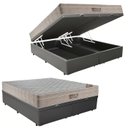 Ver imagem 1 de Cama Box Baú Casal Bipartido Molas Ensacadas Airtech Springpocket 138x138 Cinza - Ortobom