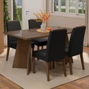 Ver imagem 1 de Conjunto Sala de Jantar Tampo de Vidro 4 Cadeiras Rustic/oxford Braga Madesa