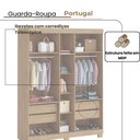 Ver imagem 3 de Guarda-roupa Portugal 5 Portas 4 Gavetas Amêndoa