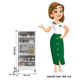Armário Multiuso Lírio 49cm 1 Porta Branco Moval - 4