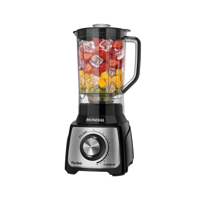 Liquidificador Mondial L-1200 Turbo, Filtro, 12 Vel + Pulsar, 1200w, Preto - 110v
