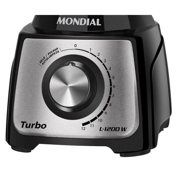 Liquidificador Mondial L-1200 Turbo, Filtro, 12 Vel + Pulsar, 1200W, Preto  - 220V