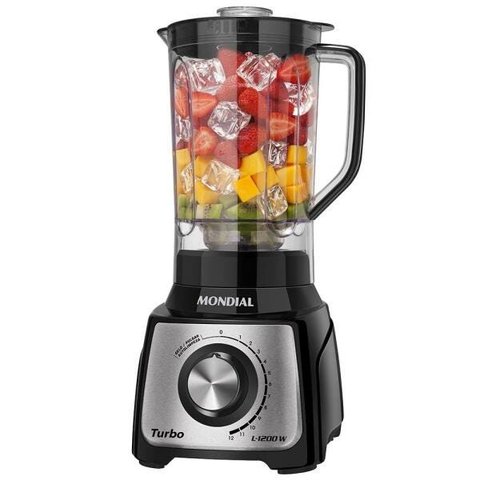 Liquidificador Mondial L-1200 Turbo, Filtro, 12 Vel + Pulsar, 1200w, Preto - 220v