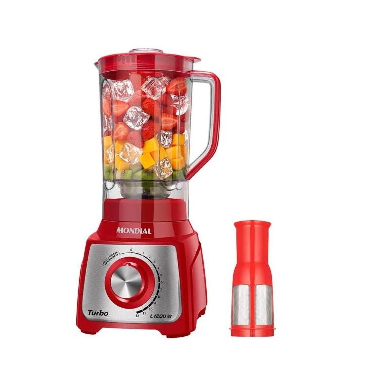 Liquidificador Mondial L-1200 Turbo Filtro 12 Vel + Pulsar 1200w Vermelho - 110v