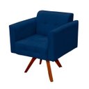 Ver imagem 2 de Poltrona Decorativa Giratória Gran Elisa Base Madeira Suede Azul Marinho - D'Rossi