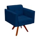 Ver imagem 1 de Poltrona Decorativa Giratória Gran Elisa Base Madeira Suede Azul Marinho - D'Rossi