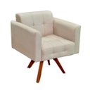 Ver imagem 1 de Poltrona Decorativa Giratória Gran Elisa Base Madeira Suede Bege - D'Rossi
