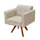 Ver imagem 2 de Poltrona Decorativa Giratória Gran Elisa Base Madeira Suede Bege - D'Rossi