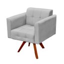 Ver imagem 2 de Poltrona Decorativa Giratória Gran Elisa Base Madeira Suede Cinza - D'Rossi