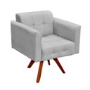 Ver imagem 1 de Poltrona Decorativa Giratória Gran Elisa Base Madeira Suede Cinza - D'Rossi