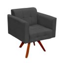 Ver imagem 1 de Poltrona Decorativa Giratória Gran Elisa Base Madeira Suede Grafite - D'Rossi