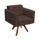 Ver imagem 1 de Poltrona Decorativa Giratória Gran Elisa Base Madeira Suede Marrom - D'Rossi