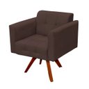 Ver imagem 2 de Poltrona Decorativa Giratória Gran Elisa Base Madeira Suede Marrom - D'Rossi