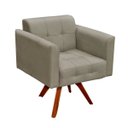 Ver imagem 1 de Poltrona Decorativa Giratória Gran Elisa Base Madeira Suede Marrom Rato - D'Rossi