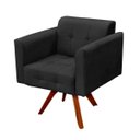 Ver imagem 2 de Poltrona Decorativa Giratória Gran Elisa Base Madeira Suede Preto - D'Rossi