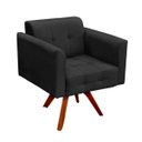 Ver imagem 1 de Poltrona Decorativa Giratória Gran Elisa Base Madeira Suede Preto - D'Rossi