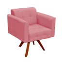 Ver imagem 1 de Poltrona Decorativa Giratória Gran Elisa Base Madeira Suede Rose - D'Rossi