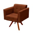 Ver imagem 2 de Poltrona Decorativa Giratória Gran Elisa Base Madeira Suede Terra - D'Rossi