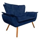 Ver imagem 2 de Kit Sofá Retrô Namoradeira e 01 Poltrona Opala Suede Azul Marinho - D'Rossi