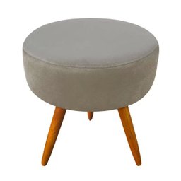 Kit 2 Puff Banqueta Berlim Redondo Suede Marrom Rato Pés Castanho - 2