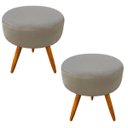 Ver imagem 1 de Kit 2 Puff Banqueta Berlim Redondo Suede Marrom Rato Pés Castanho