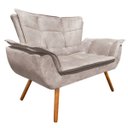 Ver imagem 2 de Kit Sofá Retrô Namoradeira e 01 Poltrona Opala Suede Bege - D'Rossi