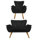Ver imagem 1 de Kit Sofá Retrô Namoradeira e 01 Poltrona Opala Suede Preto - D'Rossi