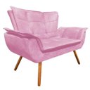 Ver imagem 2 de Kit Sofá Retrô Namoradeira e 01 Poltrona Opala Suede Rosa Bebê - D'Rossi