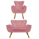 Ver imagem 1 de Kit Sofá Retrô Namoradeira e 1 Poltrona Opala Suede Rose - D'Rossi