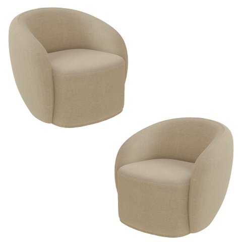 Kit 2 Poltronas Decorativas Sala de Estar Íbis Encosto Fixo Bouclê Bege G33 - Gran Belo