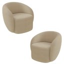 Ver imagem 1 de Kit 2 Poltronas Decorativas Sala de Estar Íbis Encosto Fixo Bouclê Bege G33 - Gran Belo
