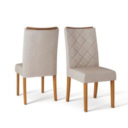 Kit 2 Cadeiras para Sala de Jantar Golden Carvalho Americano Linho Claro Dj Móveis - 1 Kit 2 Cadeiras para Sala de Jantar Golden Carvalho Americano Linho Claro Dj Móveis - 1